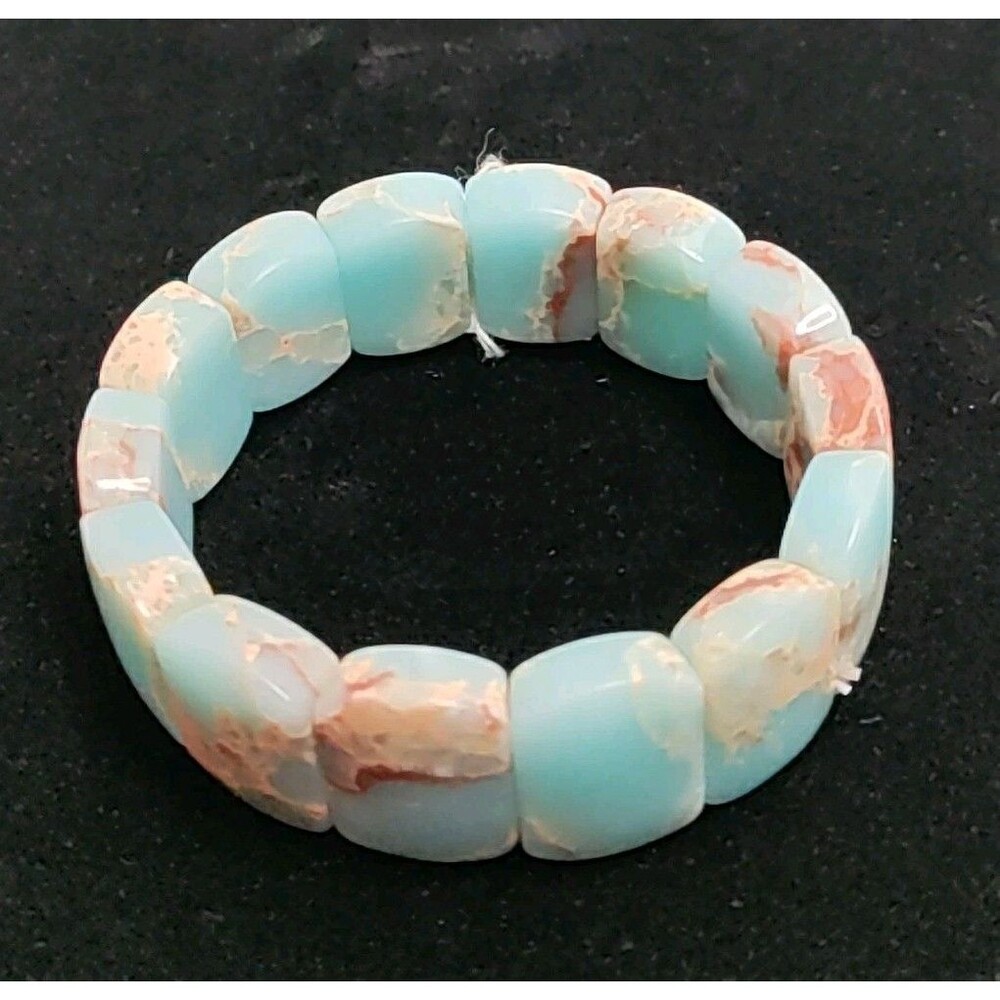 Shoushan Stone Stretch Bracelet 6.5 Before Stretch.75" Wide